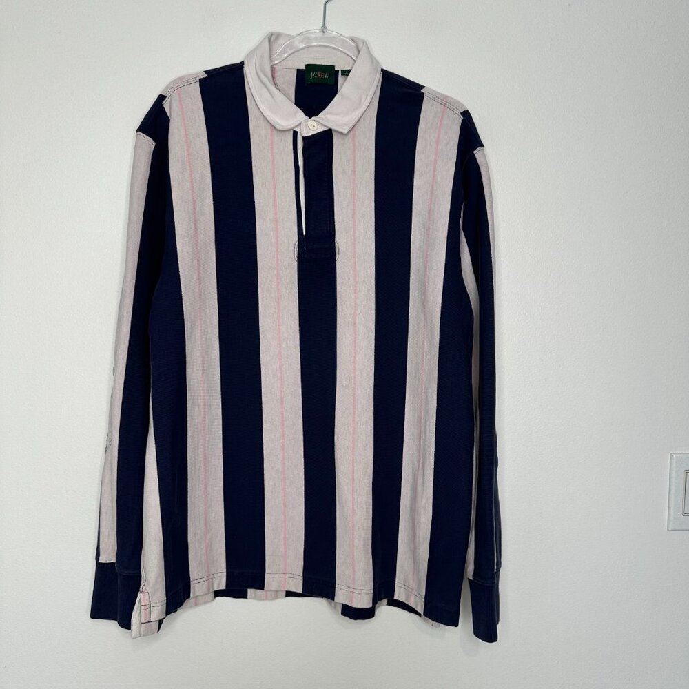 J Crew 80s Inspired Rugby Shirt Navy‎ Stripe Oarsman Large